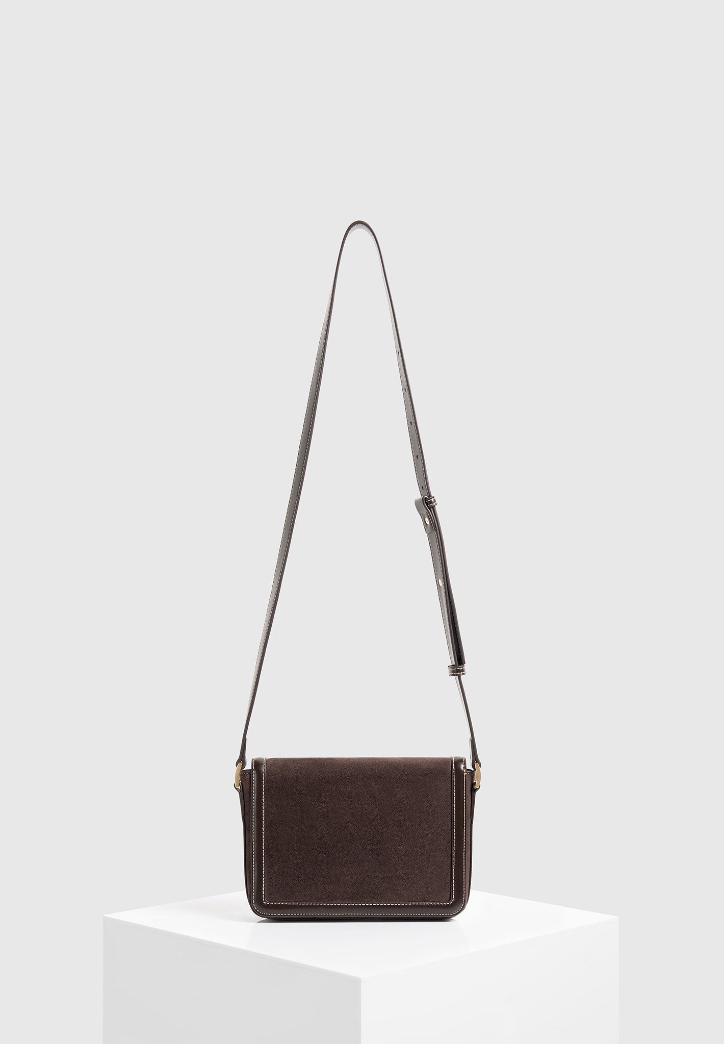 Misha - Suede & Leather Crossbody Bag - Brown