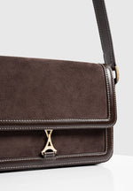 Misha - Suede & Leather Crossbody Bag - Brown