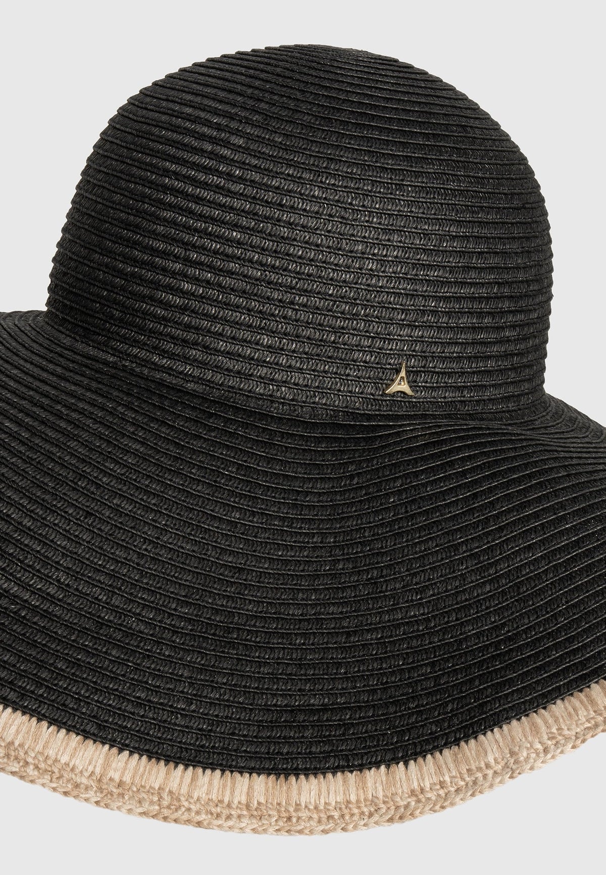 Sandrine - Raffia Oversized Sun Hat - Black/Natural