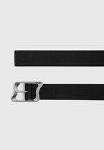 Eleanor - Suede & Leather Statement Buckle Belt - Black