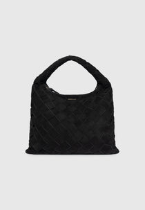 Aubin - Suede Woven Hobo Bag - Black