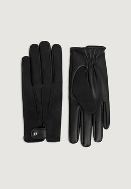 Mario - Suede & Leather Gloves - Black