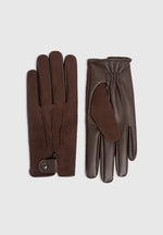 Mario - Suede & Leather Gloves - Brown