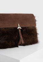 Aliya - Fur & Suede Clutch Bag - Brown/Beige