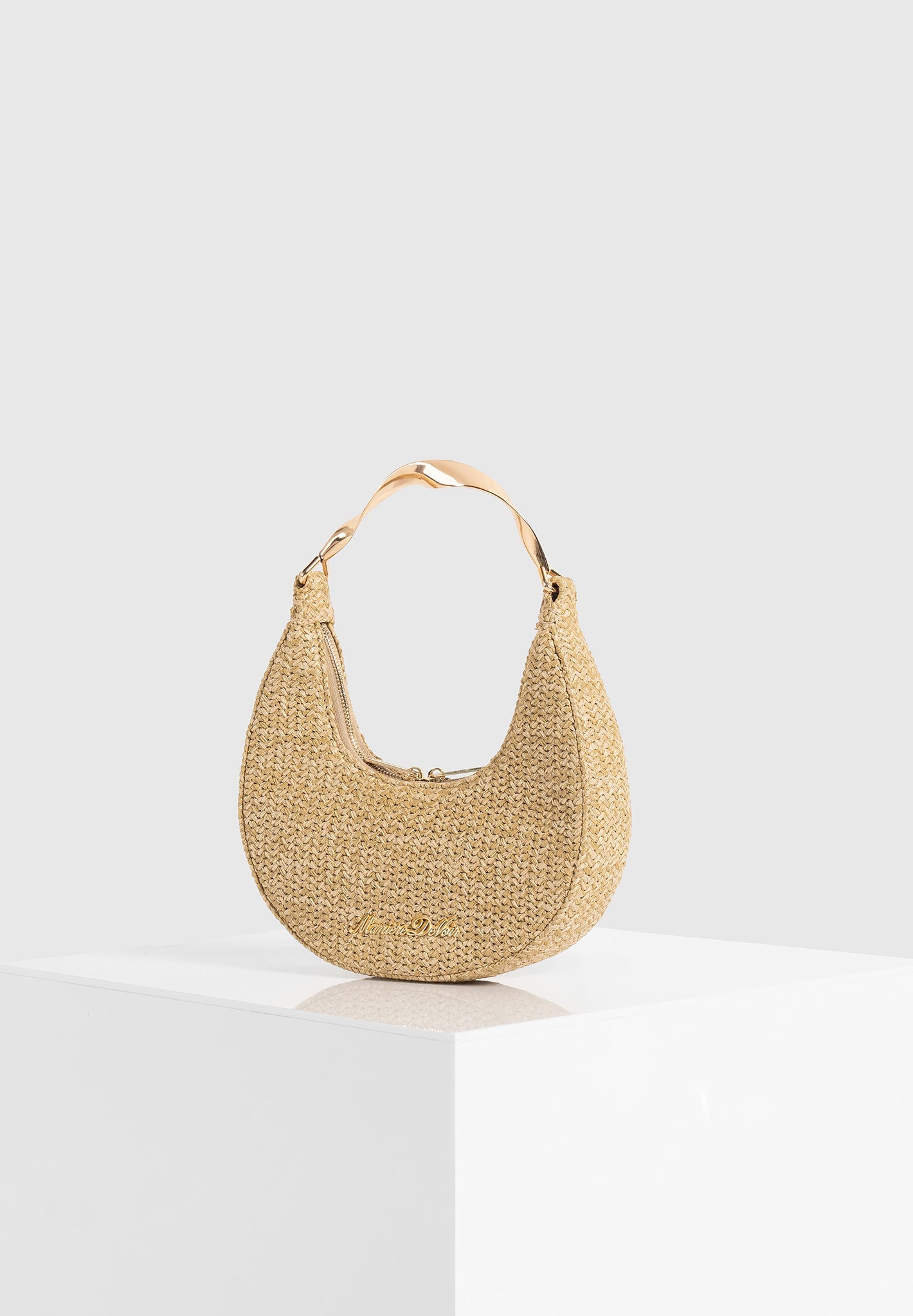 Sadie - Raffia Crescent Bag - Natural