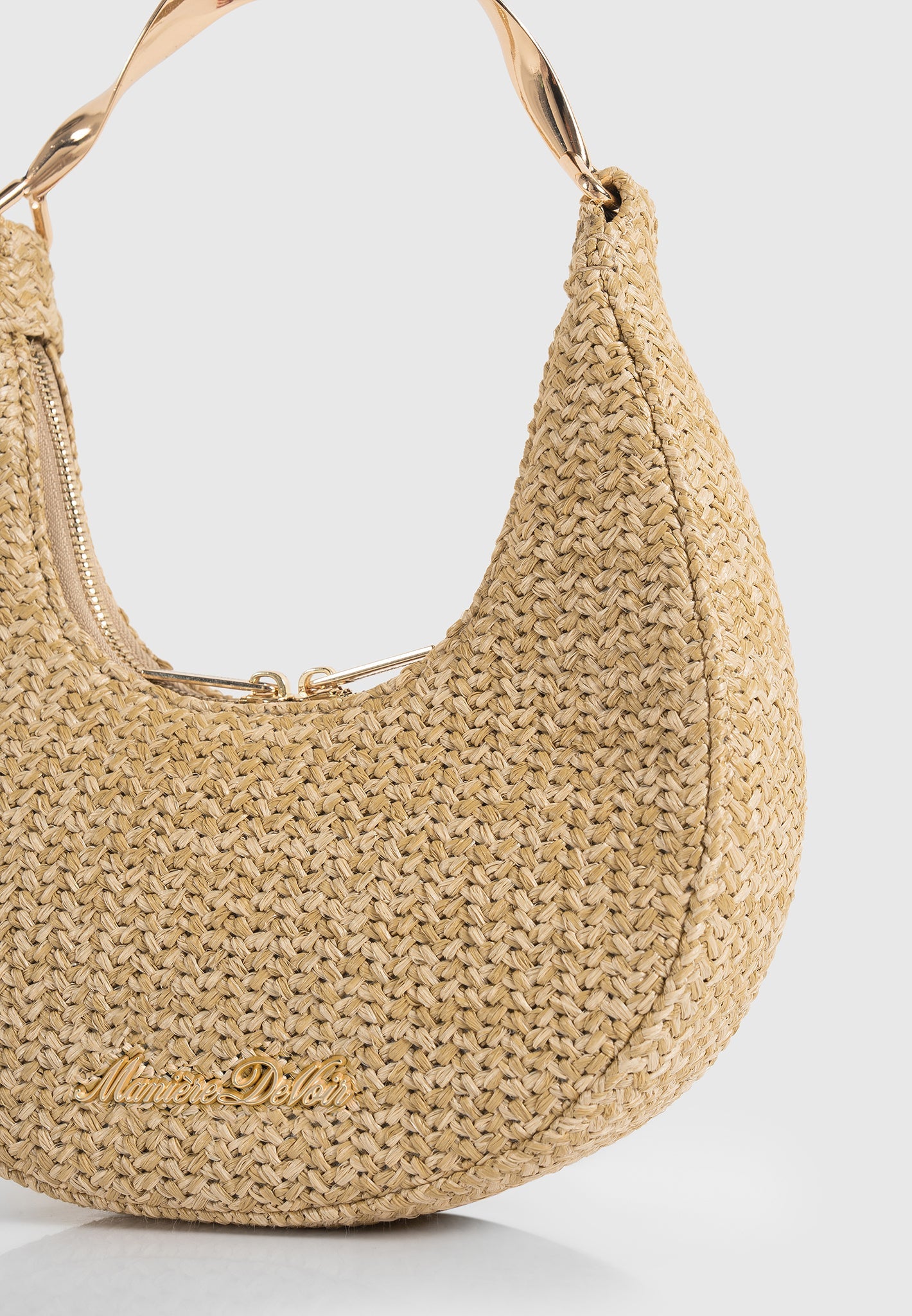 Sadie - Raffia Crescent Bag - Natural