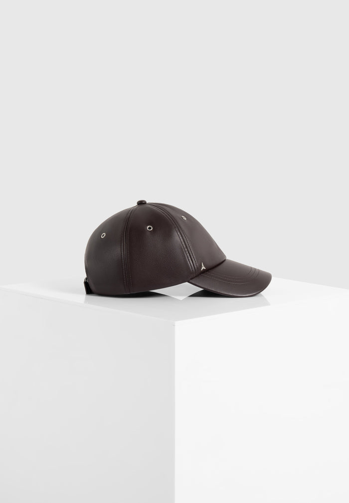Lou - Leather Cap - Brown