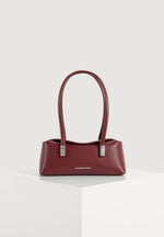 Annelise - Pebbled Leather Baguette Bag - Wine Red