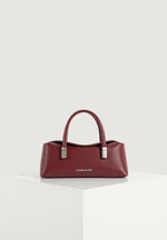 Annelise - Pebbled Leather Baguette Bag - Wine Red