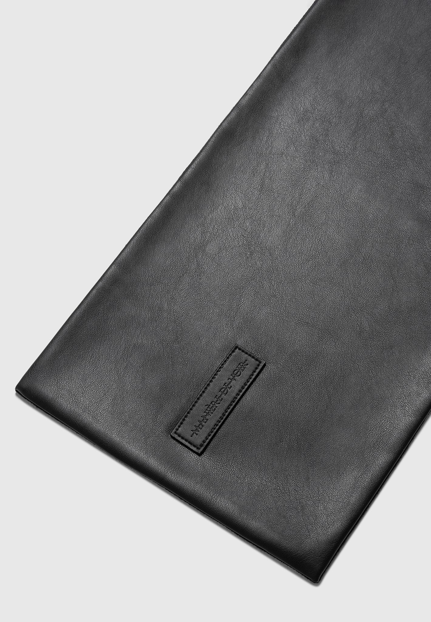 Melia - Reversible Leather & Suede Scarf - Black