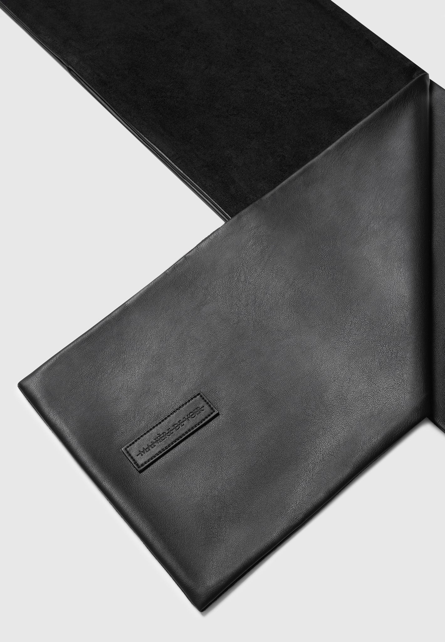 Melia - Reversible Leather & Suede Scarf - Black