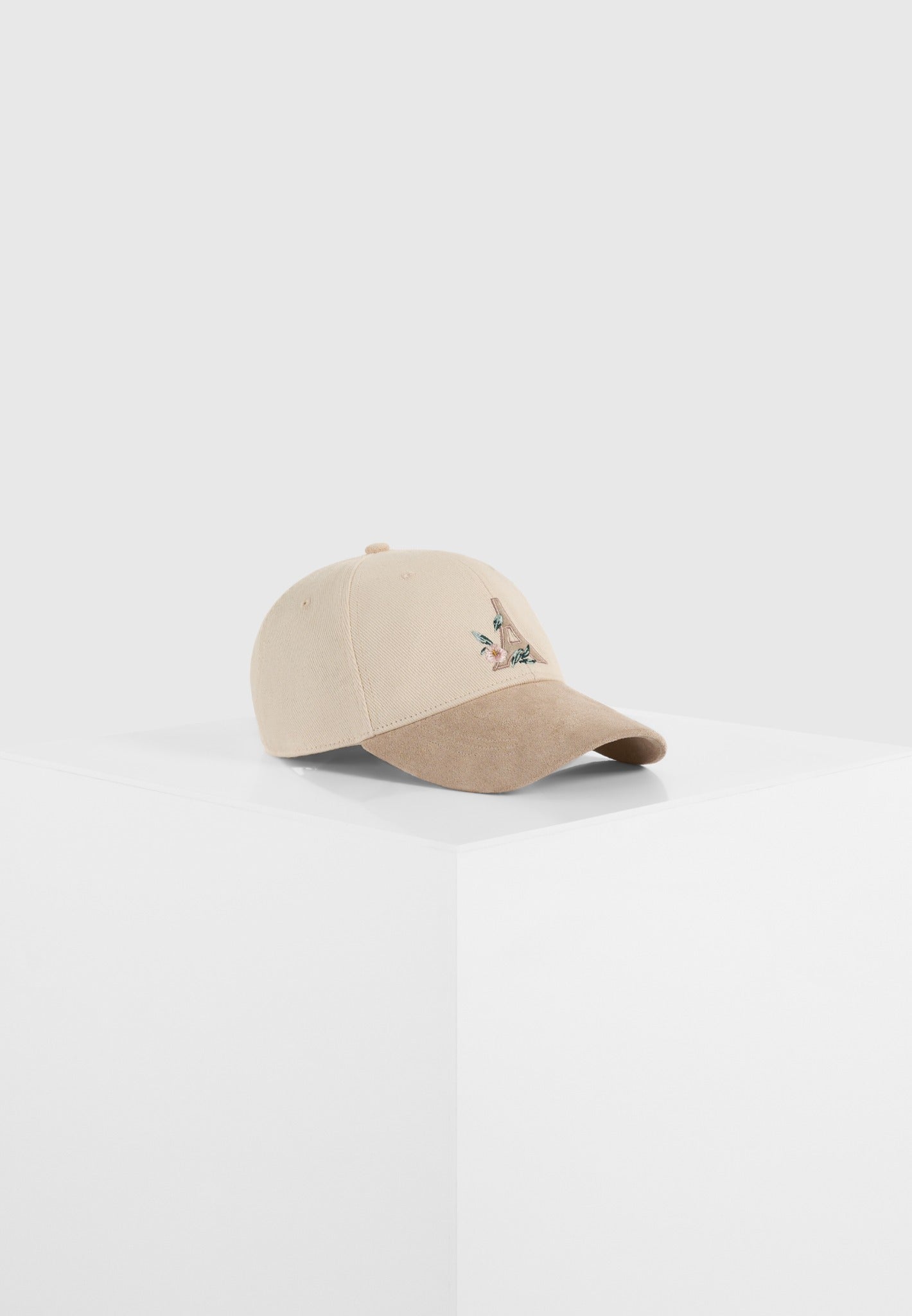 Floral Eiffel Suede Contrast Cap - Beige