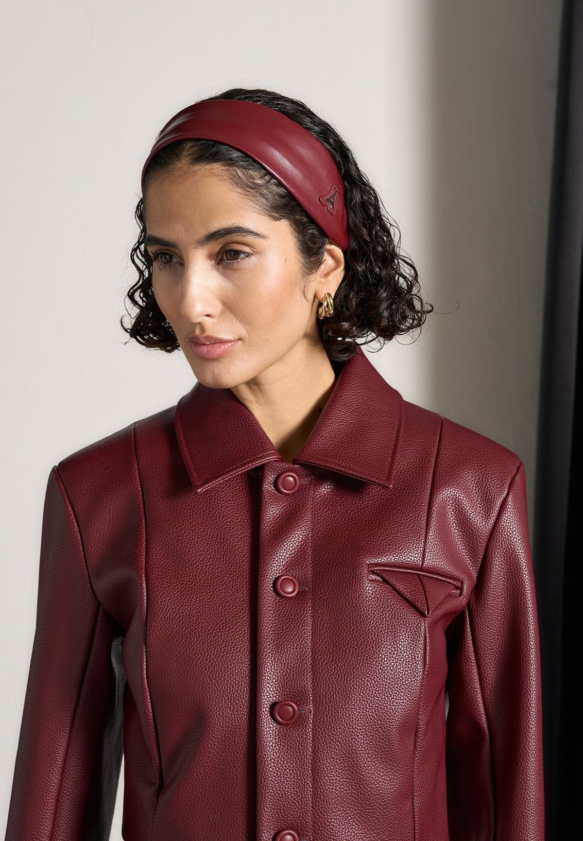 Lilou - Leather Eiffel Headband - Wine Red