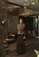 Greta - Belted Fur Wrap Jacket With Pouch - Taupe