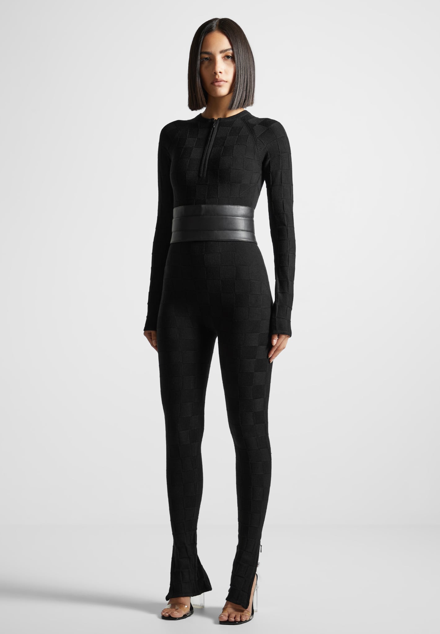 chequerboard-knit-jumpsuit-with-belt-black