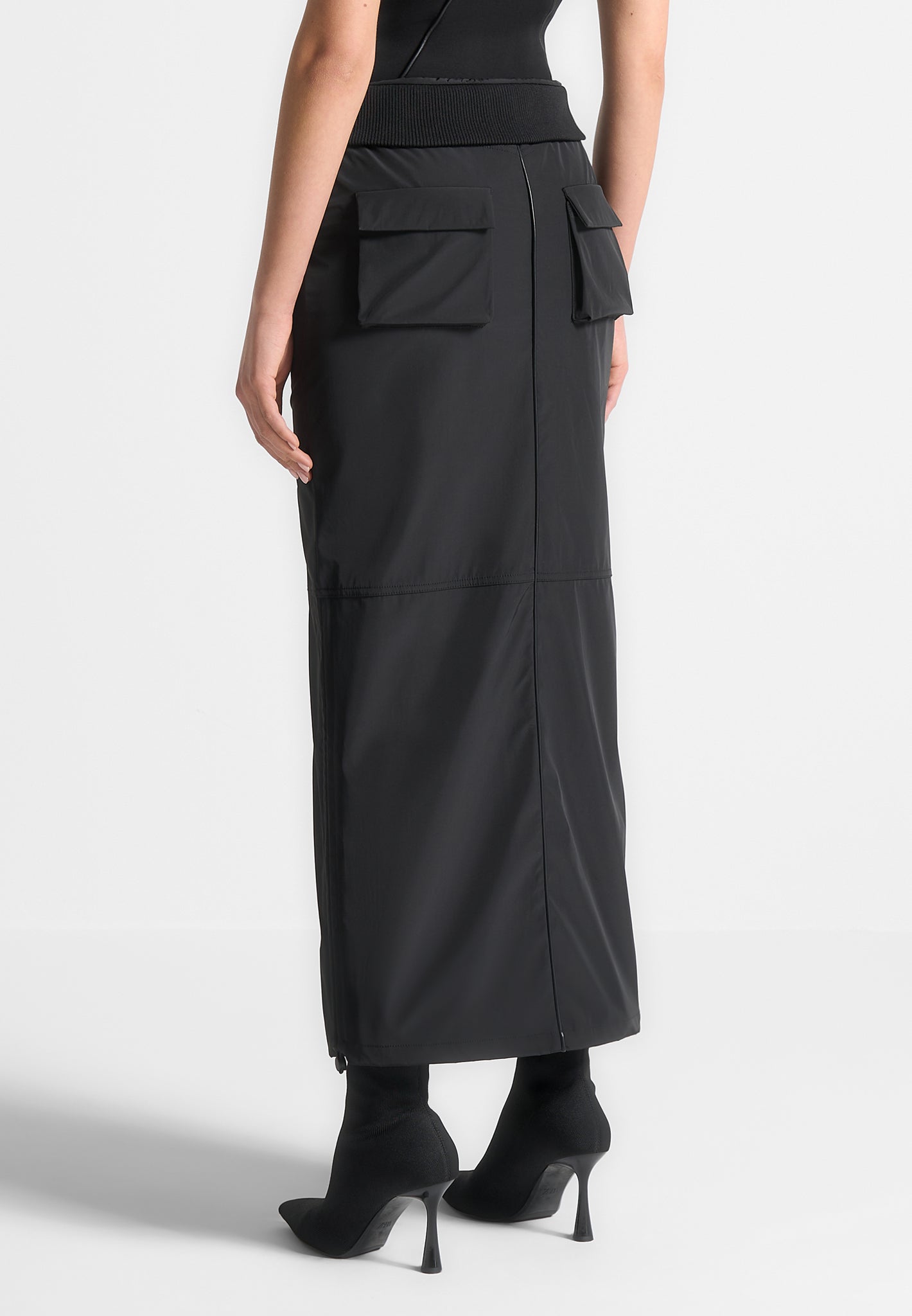 contour-nylon-midaxi-skirt-black