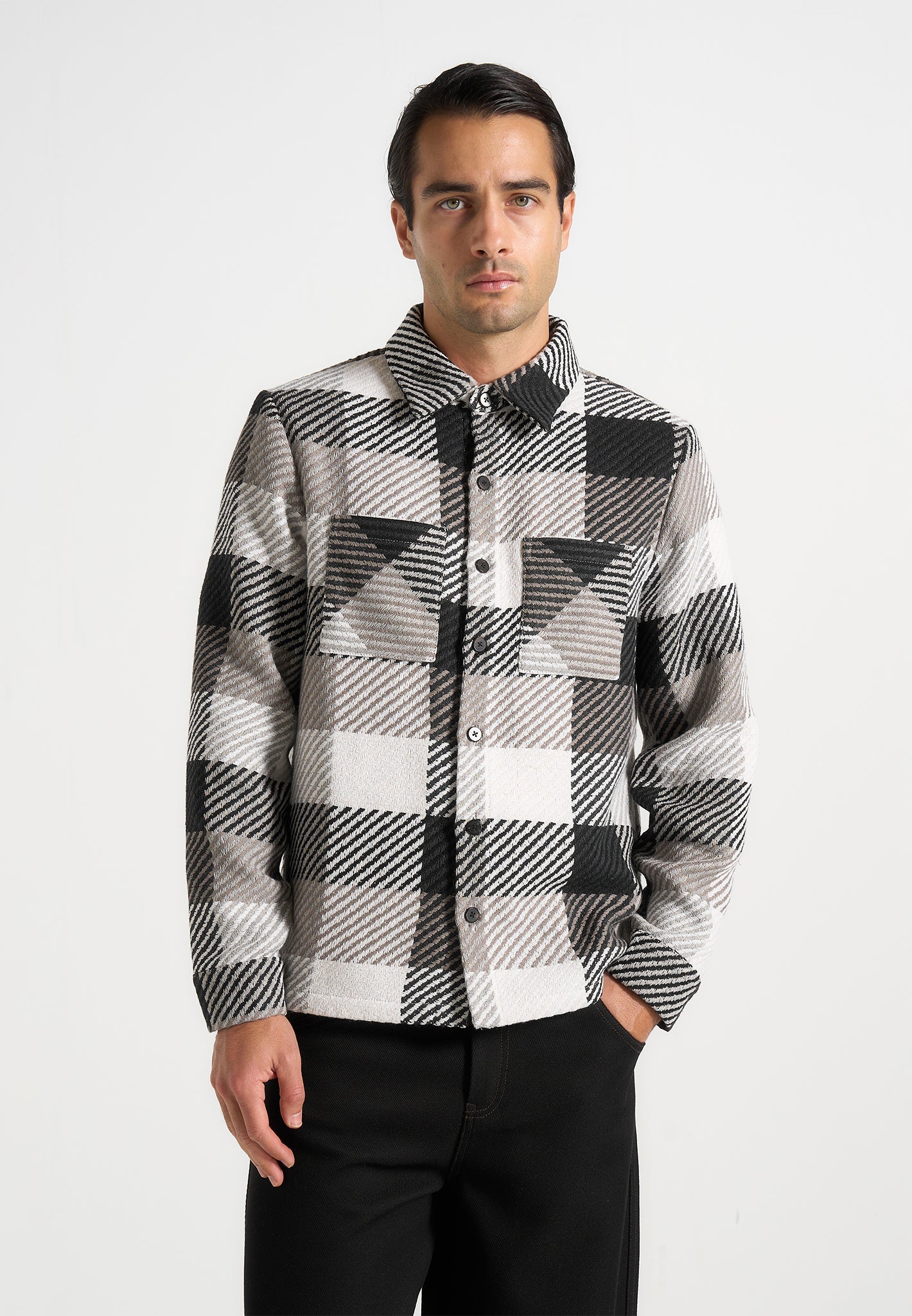 Rune - Unisex Check Overshirt - Black