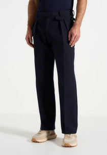 Pierre - Twin Pleat Tailored Trousers - Navy