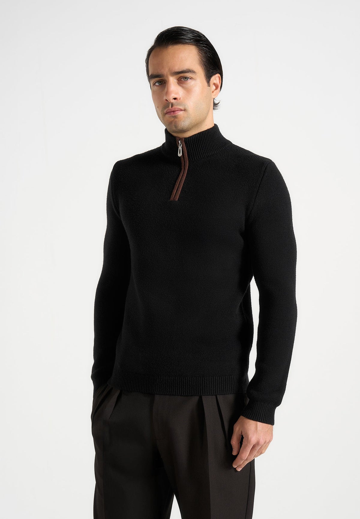 Torin - Quarter Zip Knit Sweater - Black