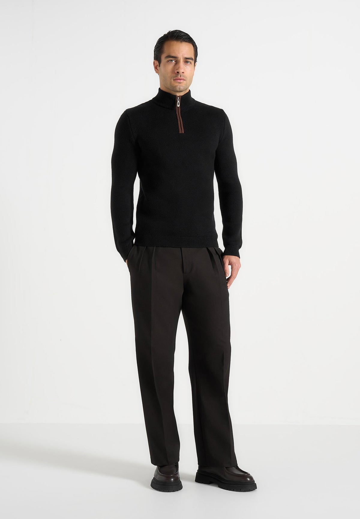 Torin - Quarter Zip Knit Sweater - Black