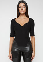 dipped-hem-sleeved-ribbed-top-black