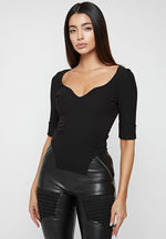 dipped-hem-sleeved-ribbed-top-black