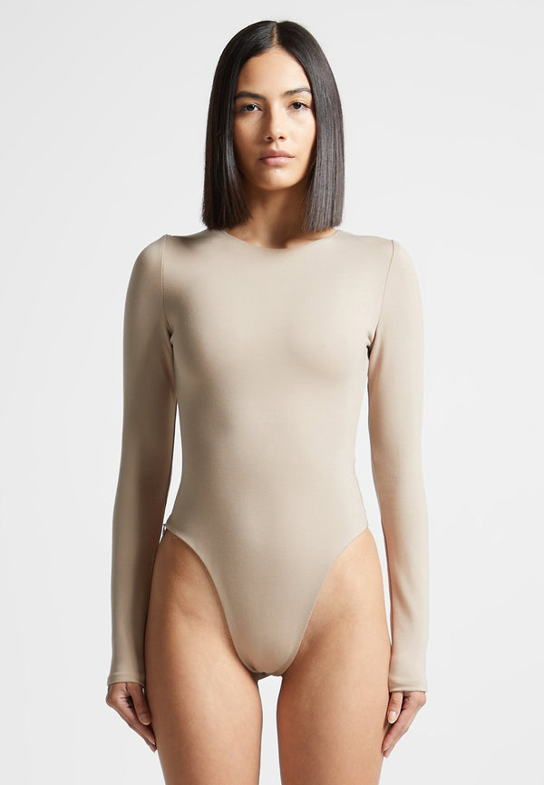 Mila - Long Sleeve Bodysuit - Beige