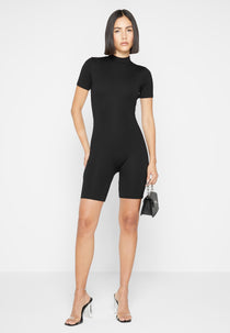 Mock Neck Playsuit - Black