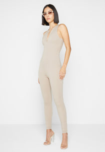 Sleeveless Jumpsuit - Beige