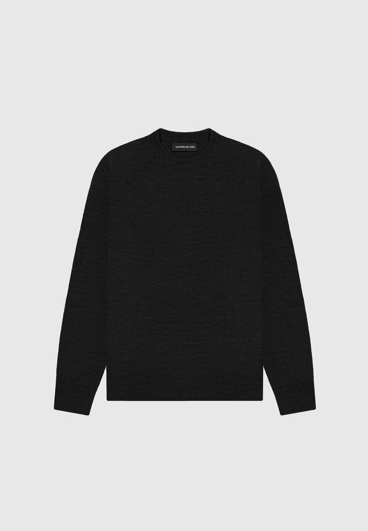 Wol blend gebreide Revere Revere lange mouw jumper - zwart