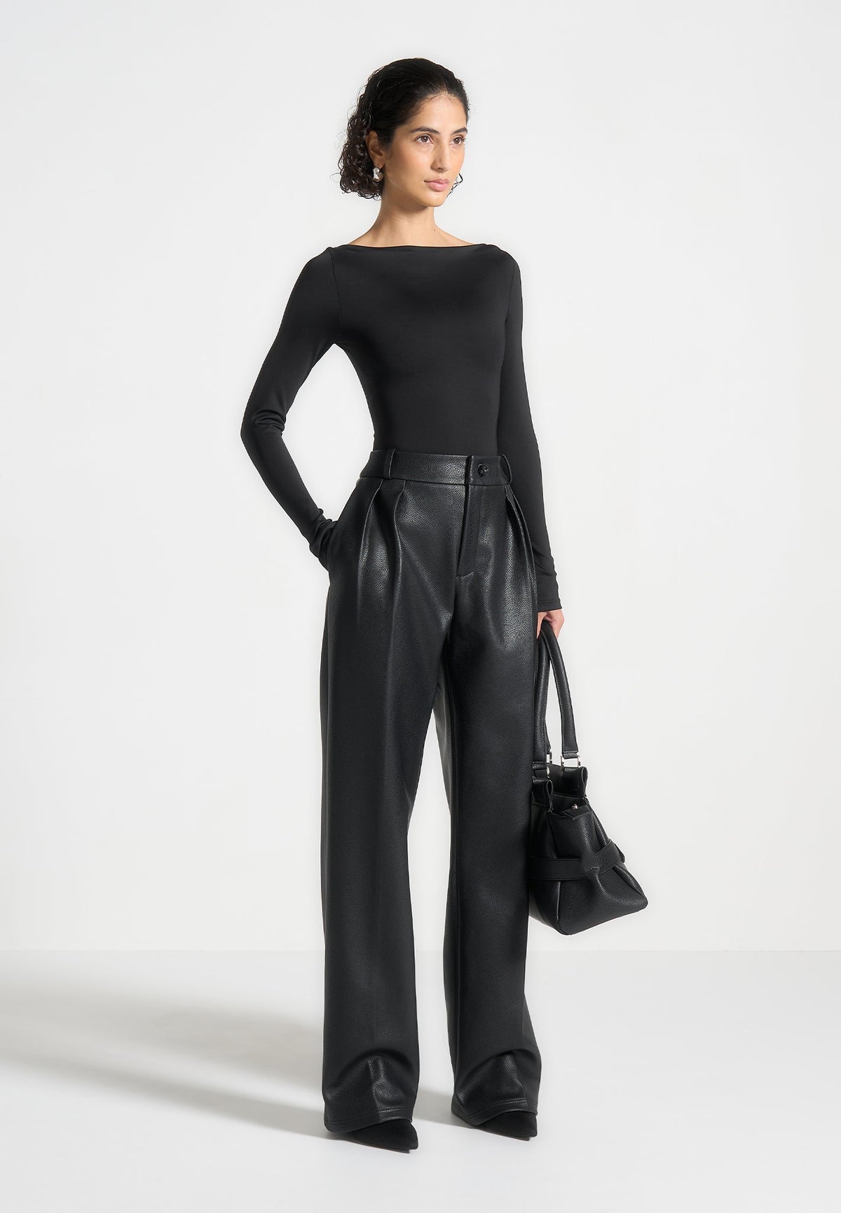 BS003 - Boat Neck Bodysuit - Black
