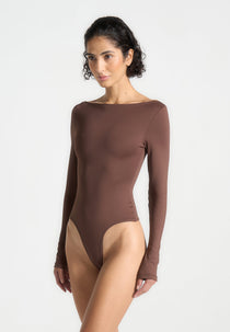 BS003 - Boat Neck Bodysuit - Brown