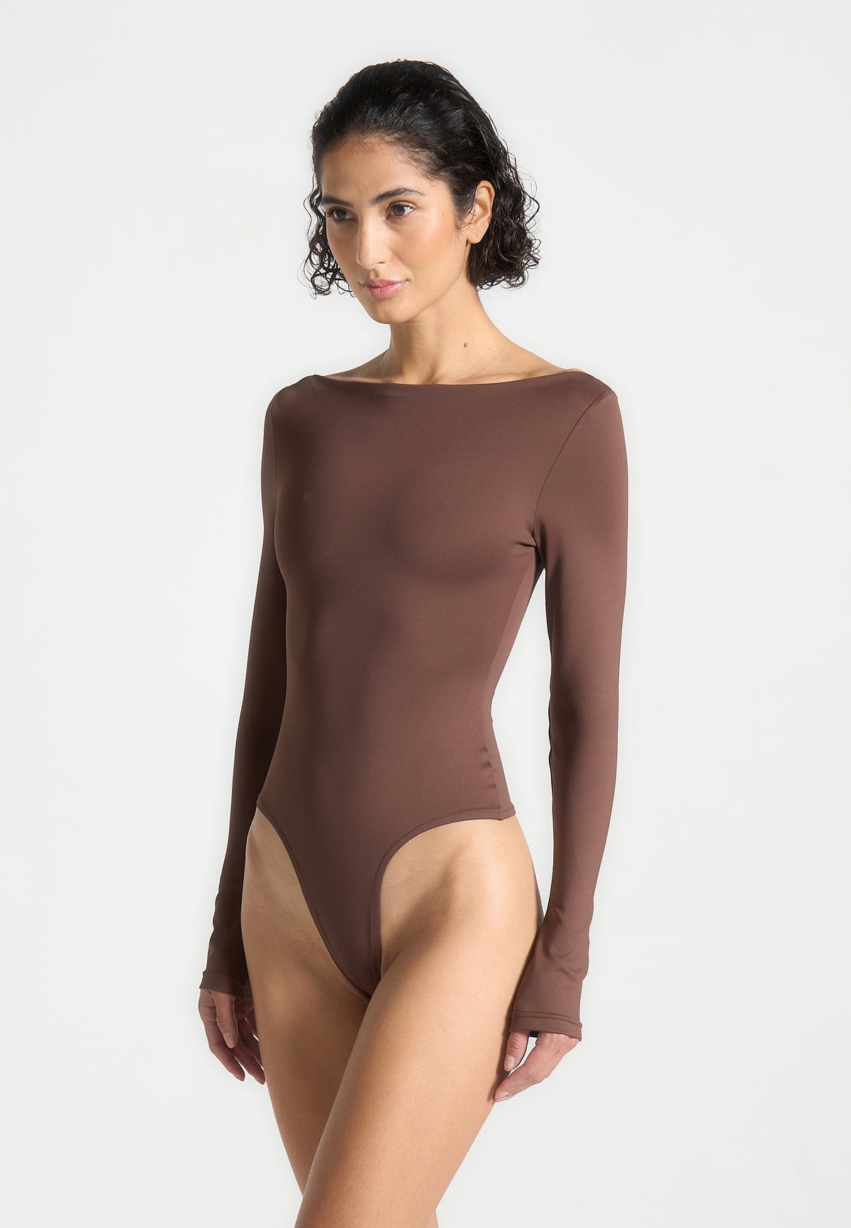 BS003 - Boat Neck Bodysuit - Brown