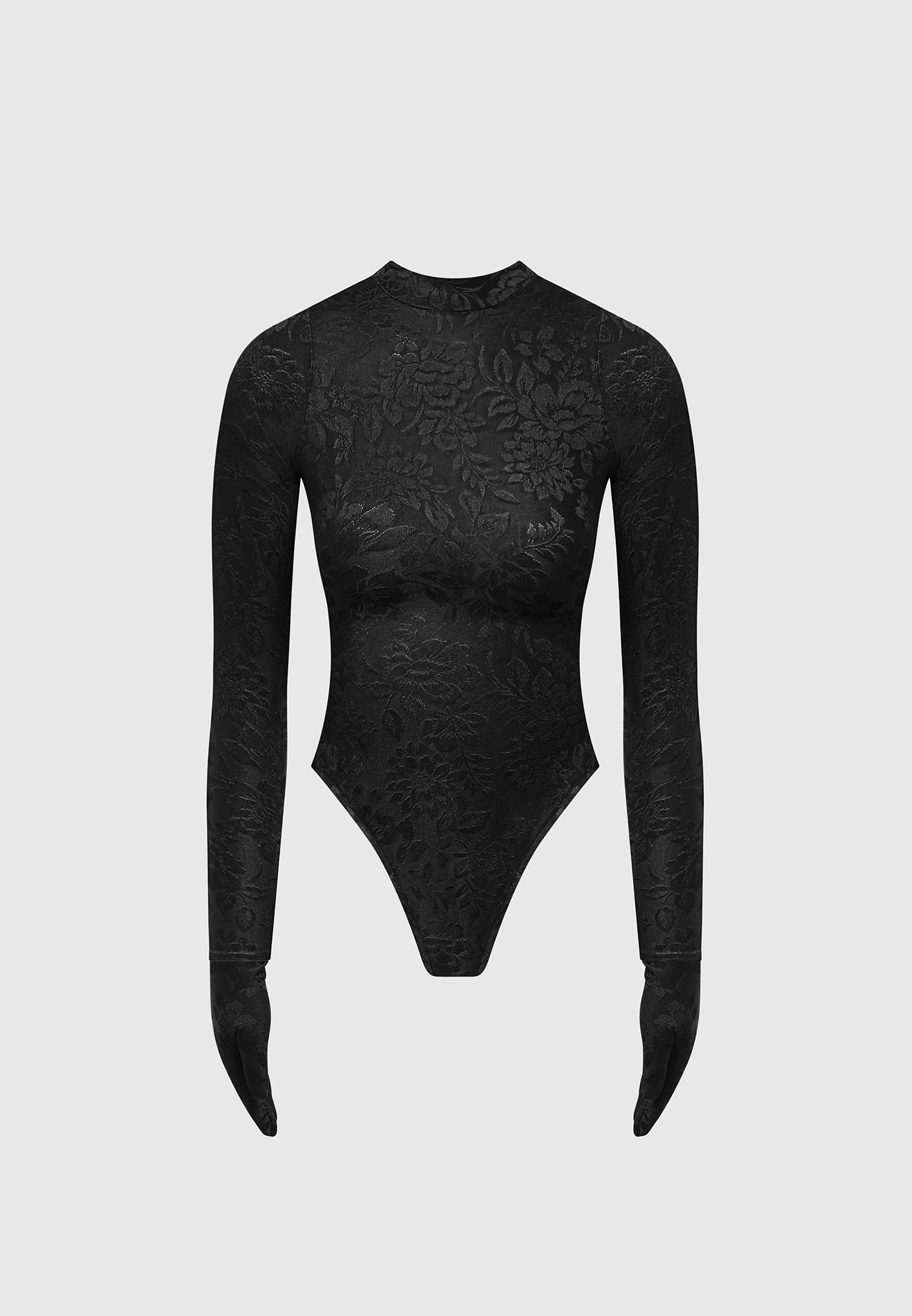 body mit handschuhen Ivy – Body aus Jacquard mit Handschuhen – Schwarz