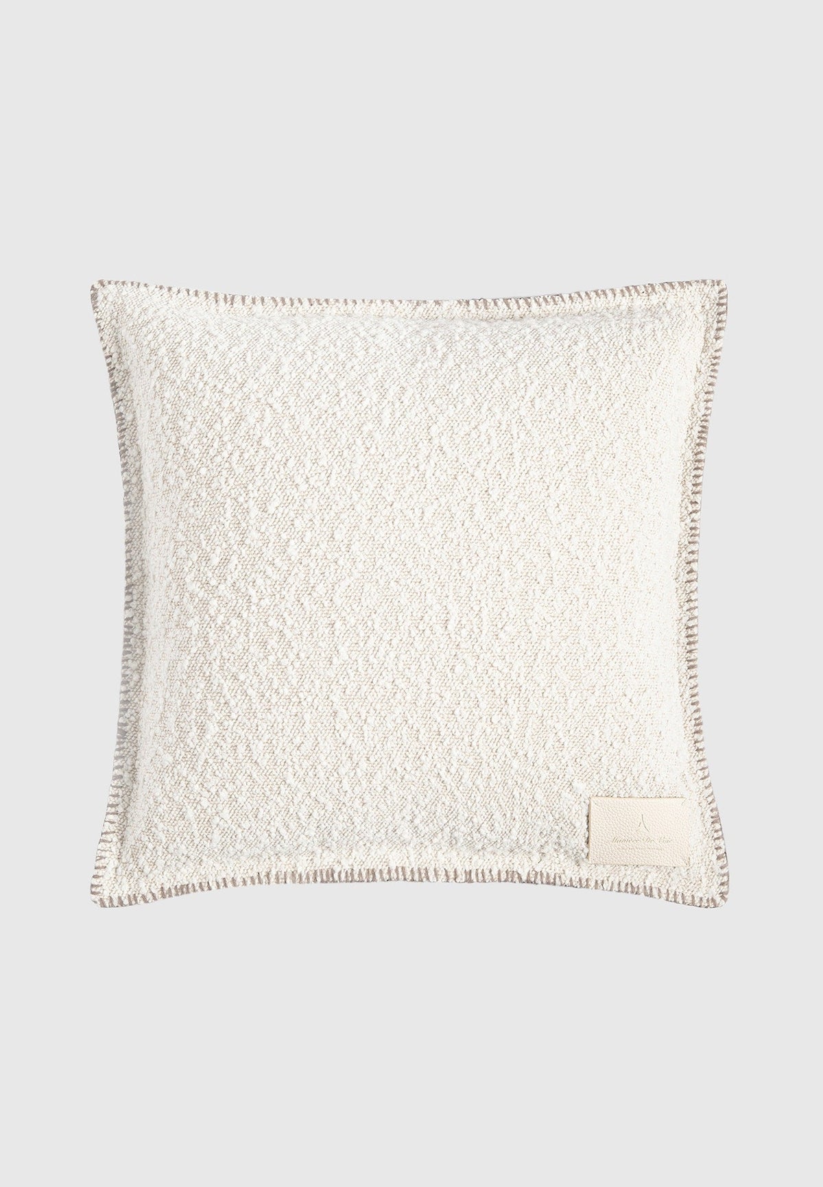 Boucle & Whipstitch Reversible Cushion - Brown/Cream