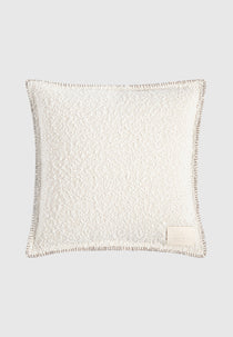 Boucle & Whipstitch Reversible Cushion - Brown/Cream