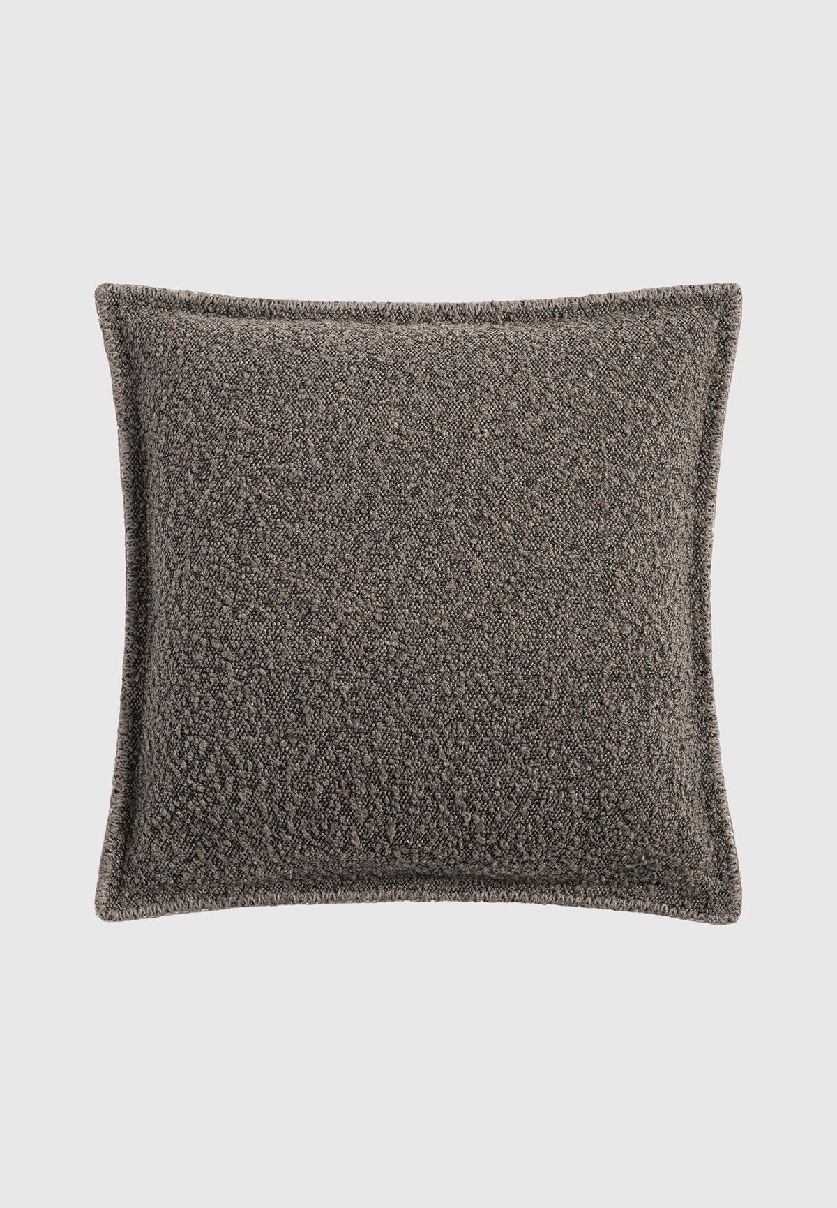 Boucle & Whipstitch Reversible Cushion - Brown/Cream