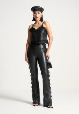 lace-trim-leather-fit-and-flare-leggings-black