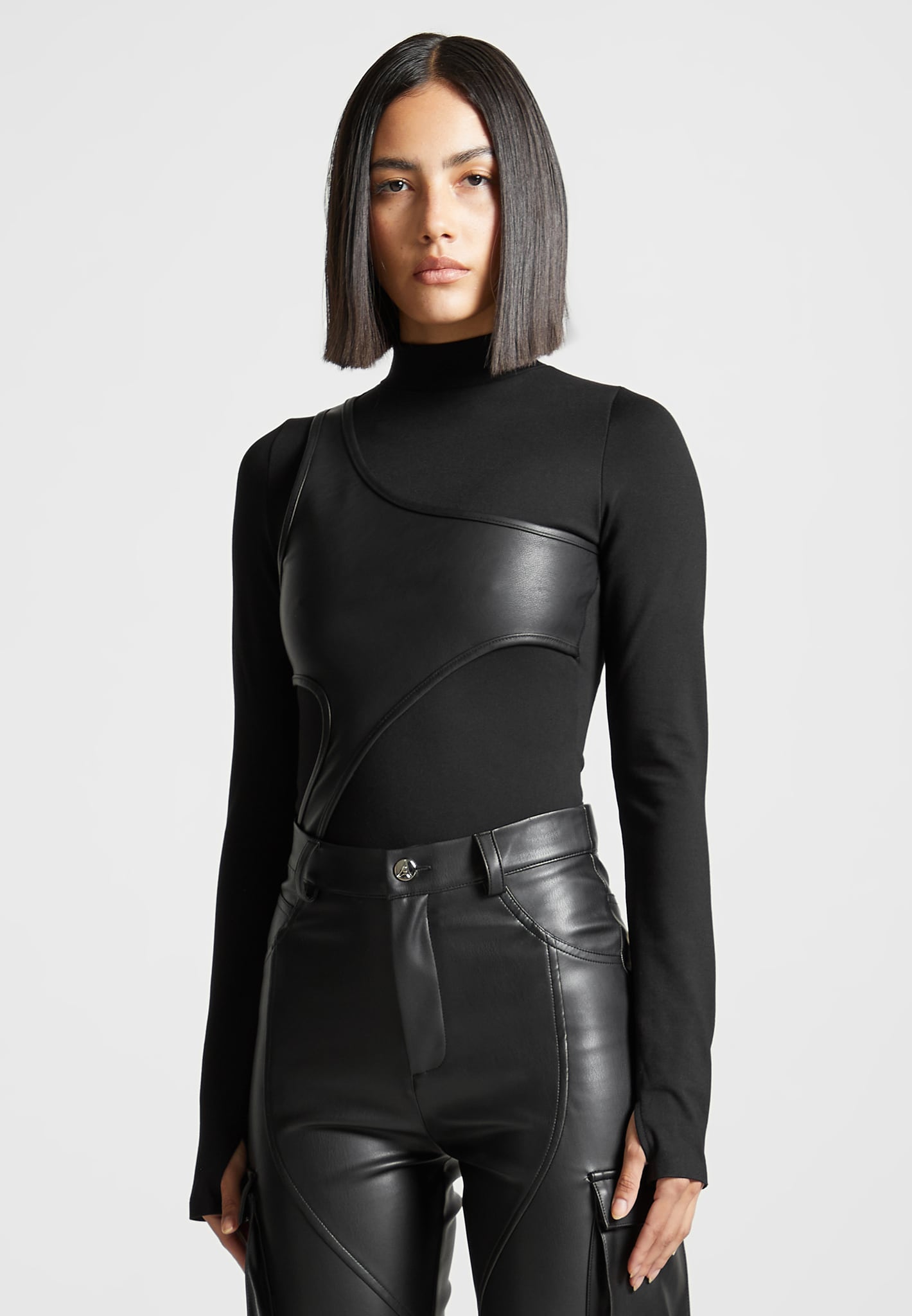 leather-overlay-high-neck-bodysuit-black