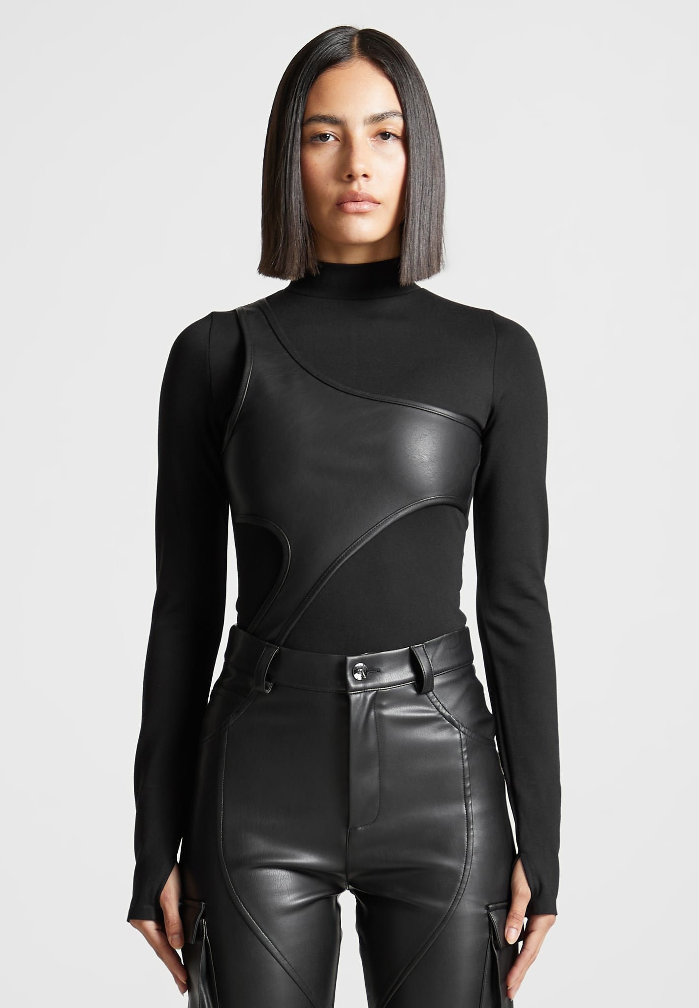 leather-overlay-high-neck-bodysuit-black 