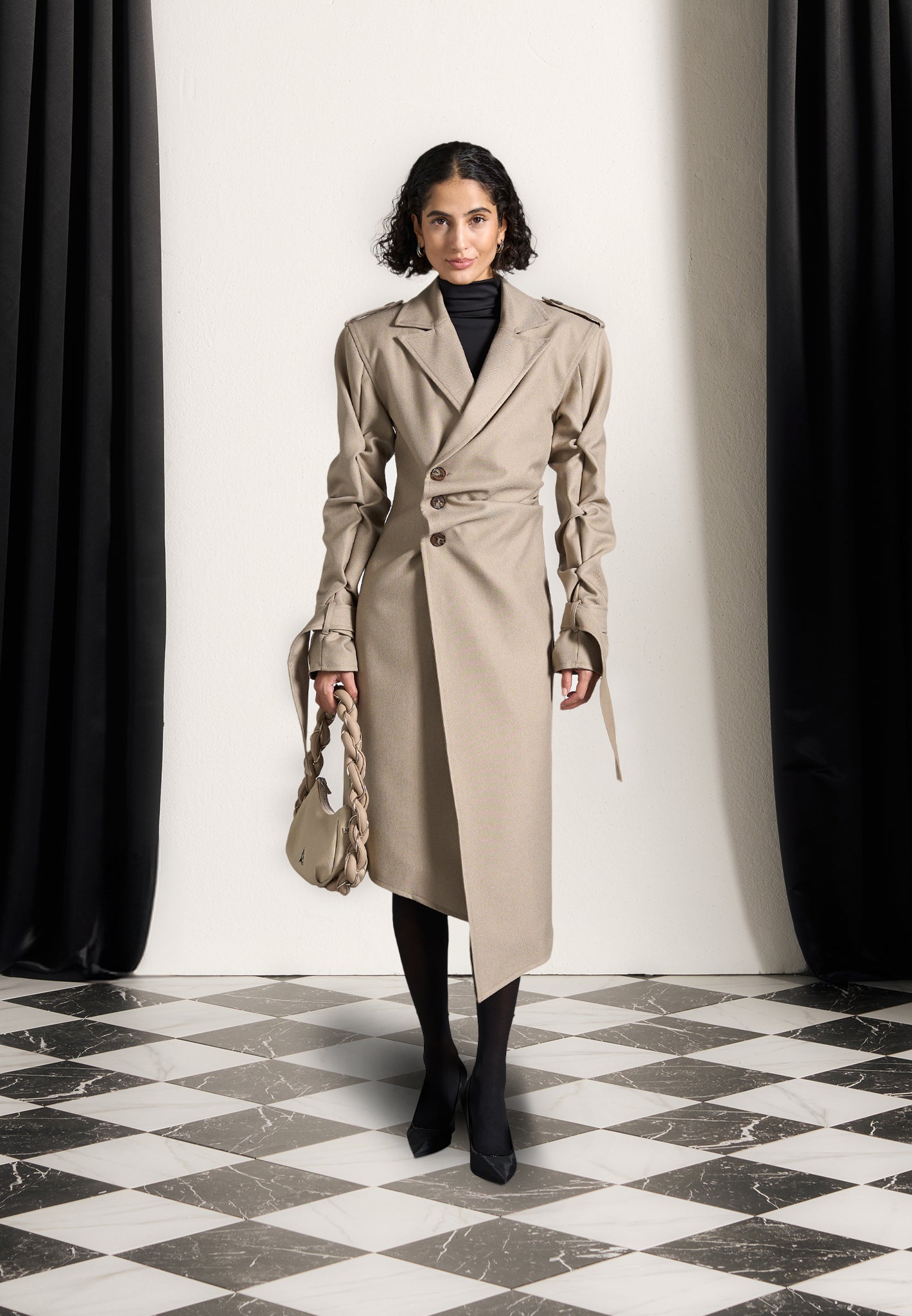 tacked-sleeve-asymmetric-tailored-trench-coat-beige