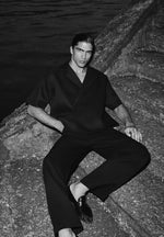 Abel - Boxy Twill Double Breasted Shirt - Black