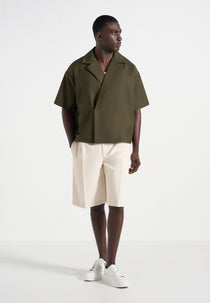 Abel - Boxy Twill Double Breasted Shirt - Olive