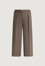 Dorian - Relaxed Fit Pleated Textured Tailored Trousers - Taupe
