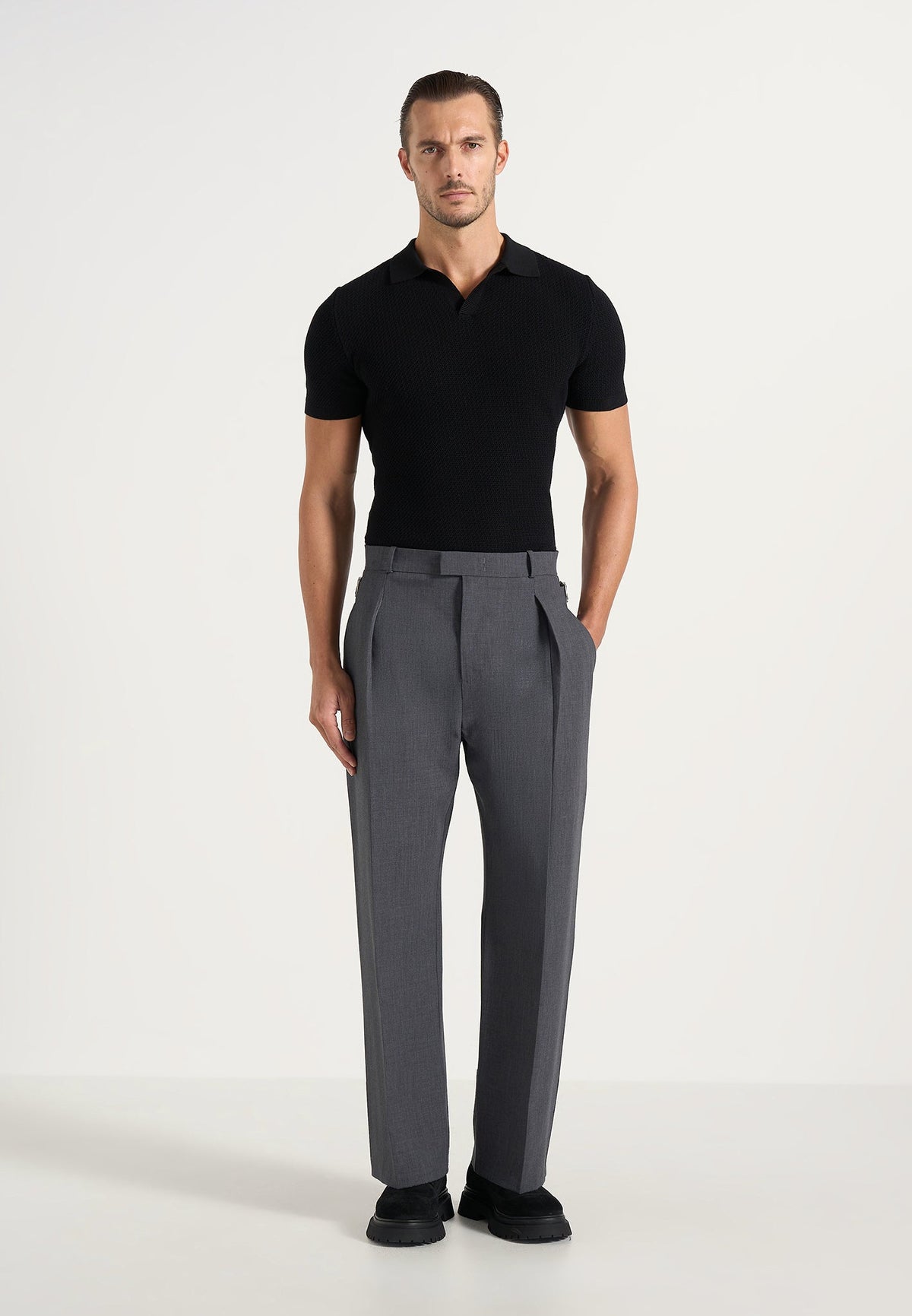 Dorian - Pleated Tailored Wool-Blend Trousers - Grey