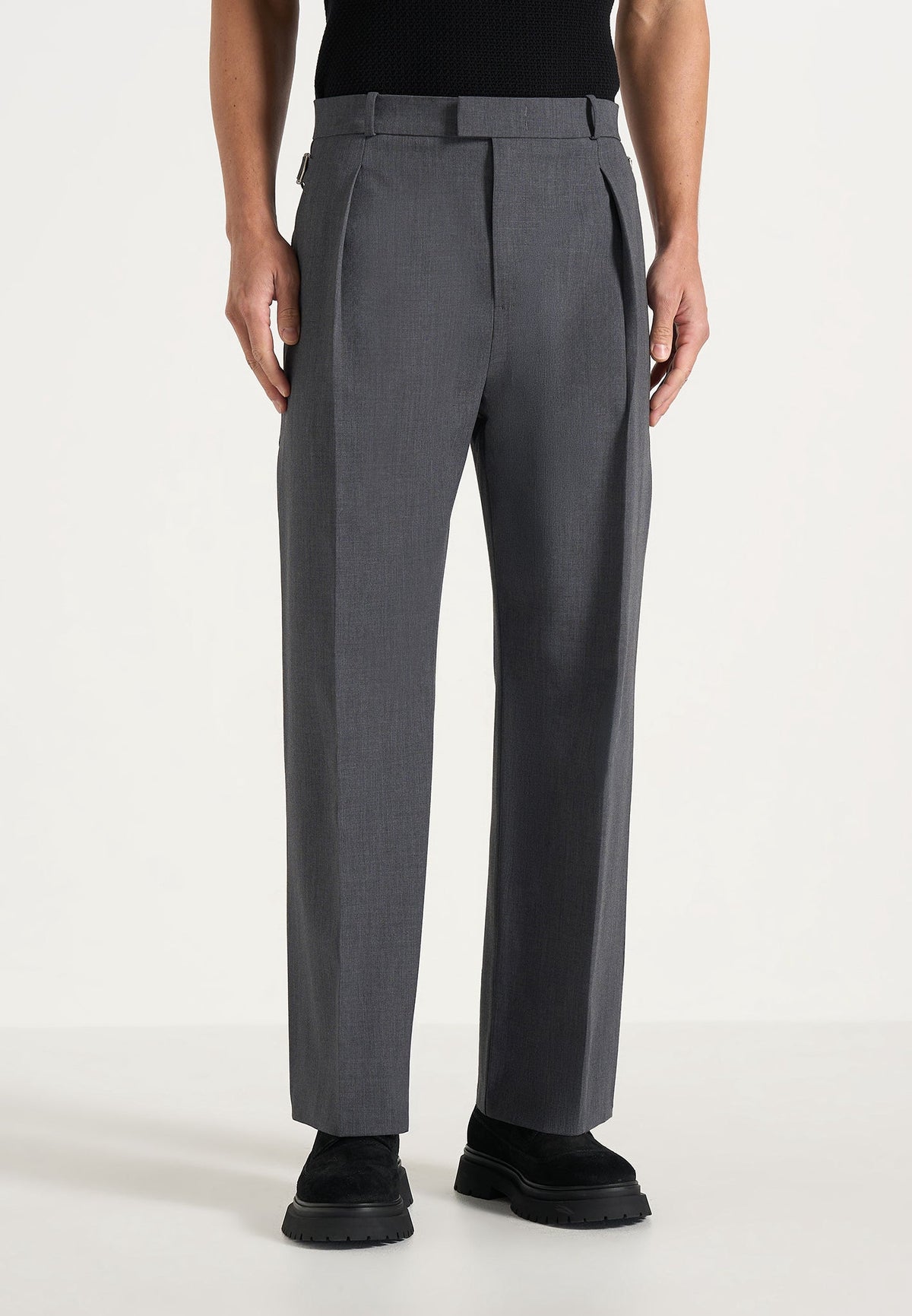 Dorian - Pleated Tailored Wool-Blend Trousers - Grey