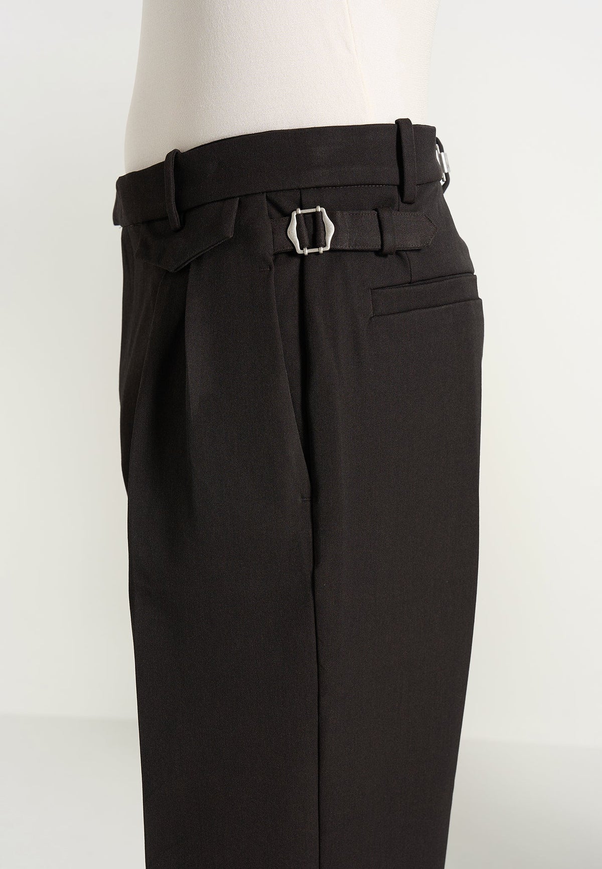 Pierre - Twin Pleat Tailored Trousers - Dark Brown