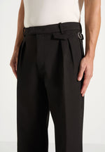 Pierre - Twin Pleat Tailored Trousers - Dark Brown