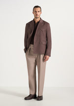 Didier - Double Breasted Twill Suit Blazer - Brown