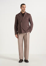 Didier - Double Breasted Twill Suit Blazer - Brown
